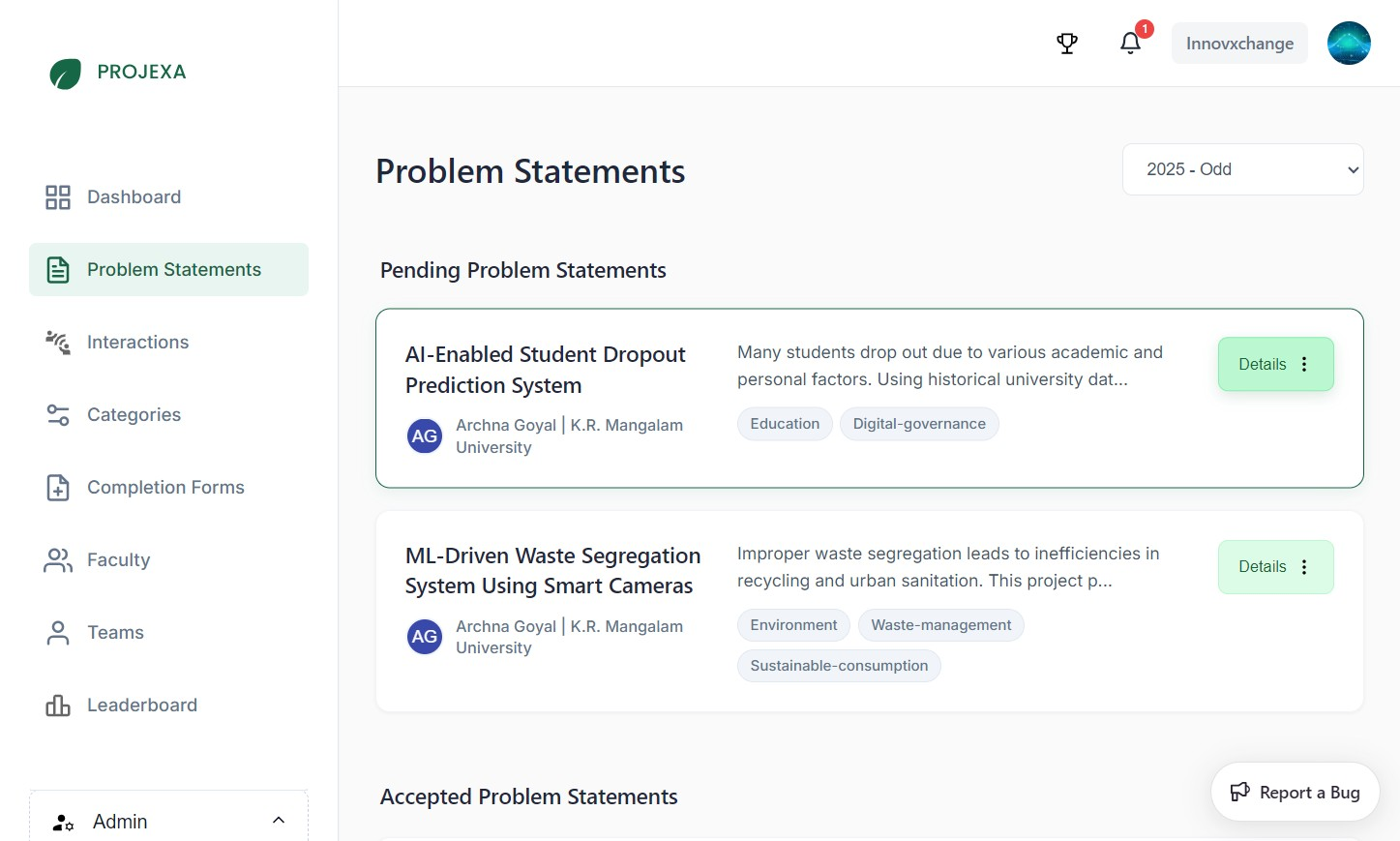 Problem statements - details view