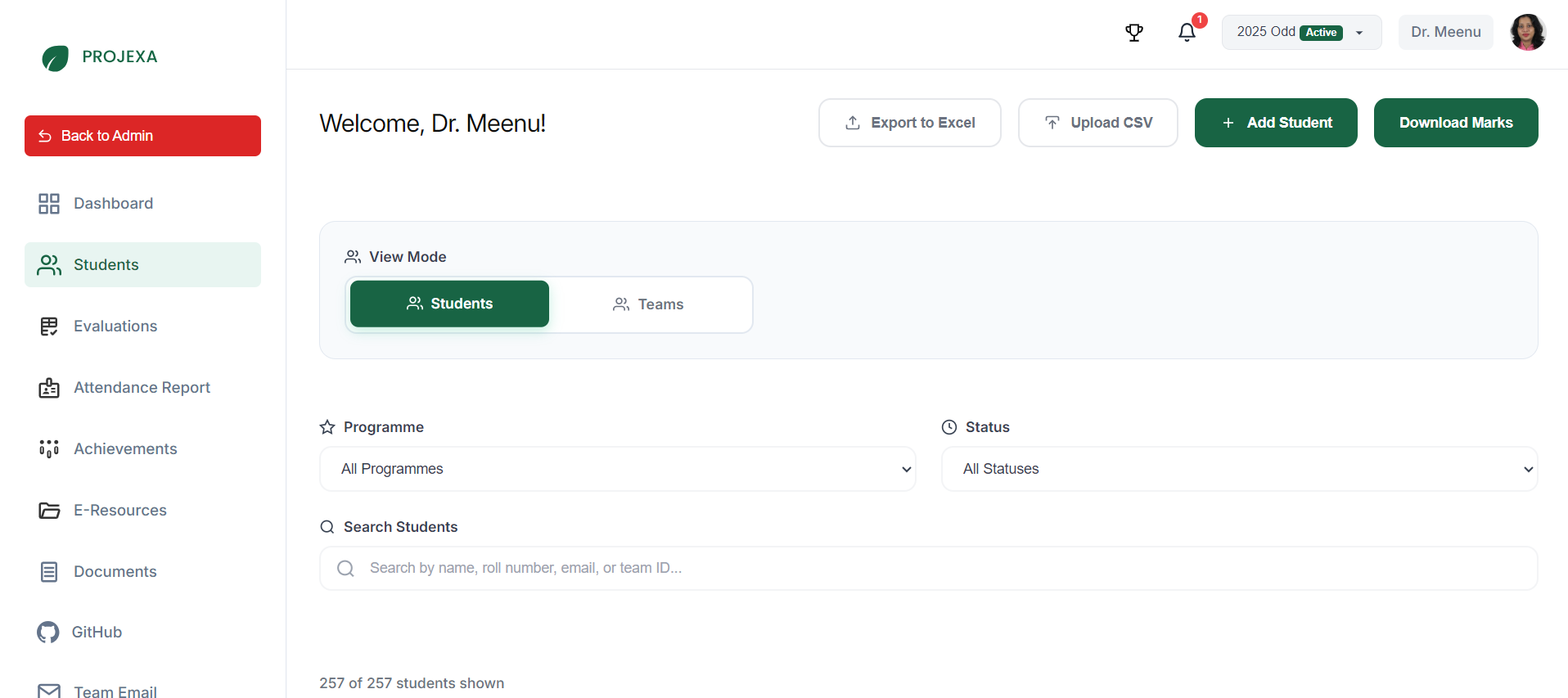 Student Management Dashboard