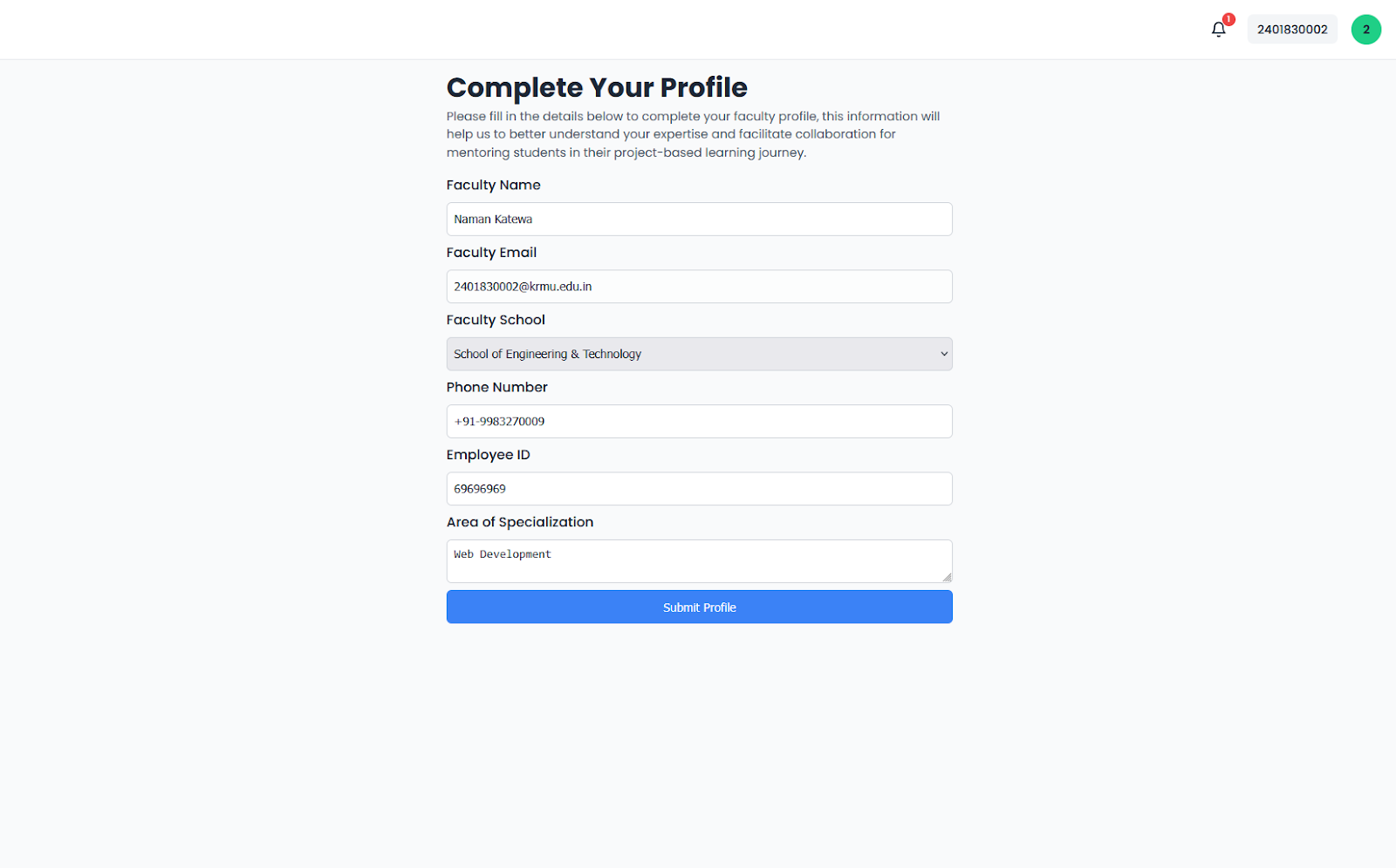 Filling Out Your Details