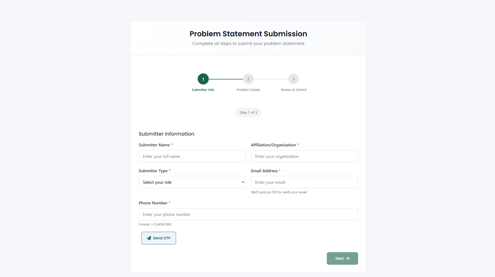 Submitter Information Section