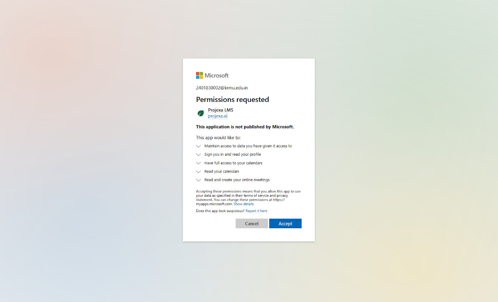 Completing Microsoft Authentication