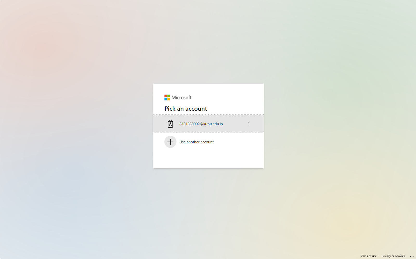 Redirection to Microsoft Login